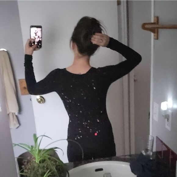 RW&CO. xs Black Longsleeve Pullover with Multicolor Splatter - Picture 2 of 3